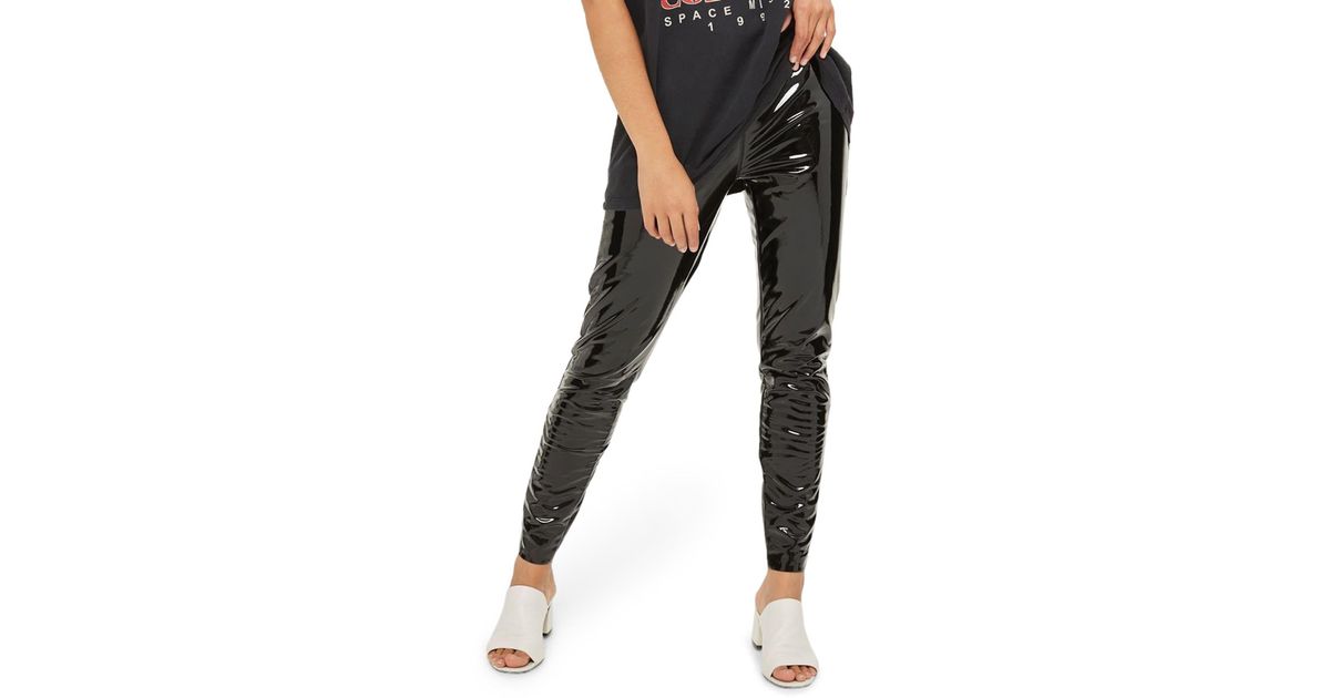 TOPSHOP Percy Vinyl Leggings in Black 