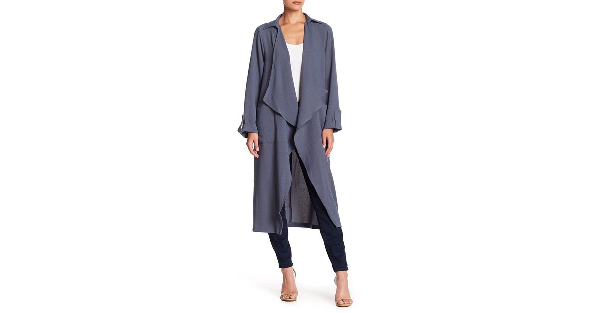 drapey open trench coat