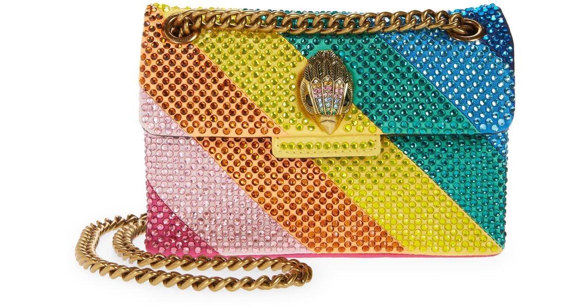 Kurt Geiger Mini Kensington Crystal Shoulder Bag In Rainbow Stripe At ...