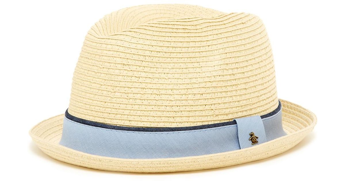 Original Penguin Straw Porkpie Hat in Natural for Men | Lyst