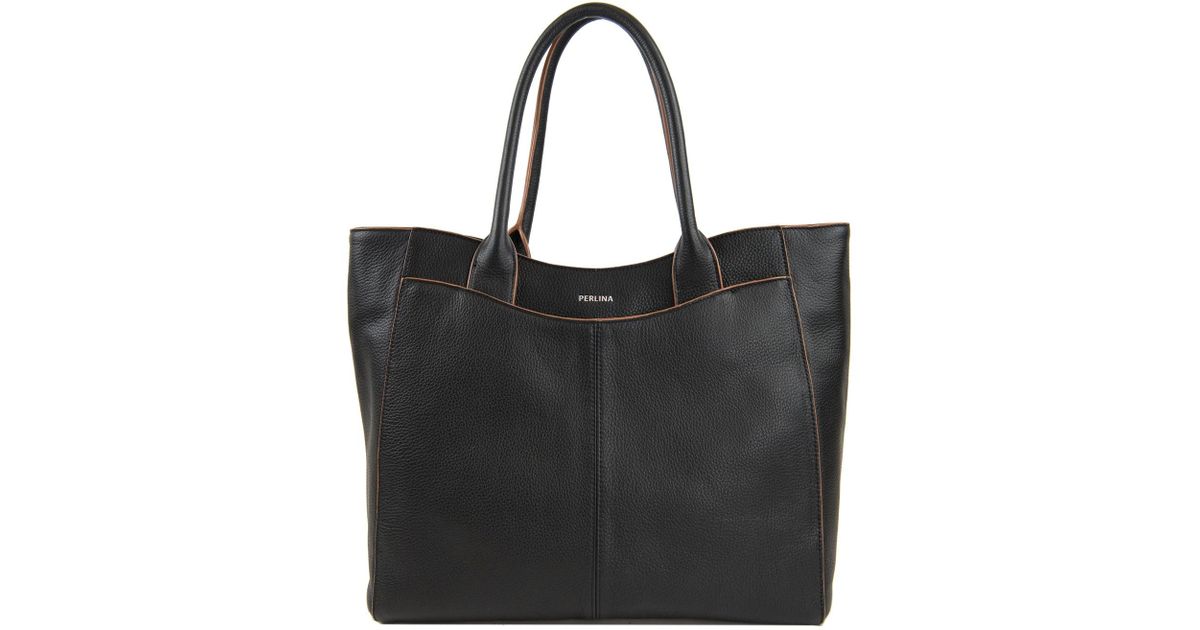 Perlina Black Amelia Leather Tote