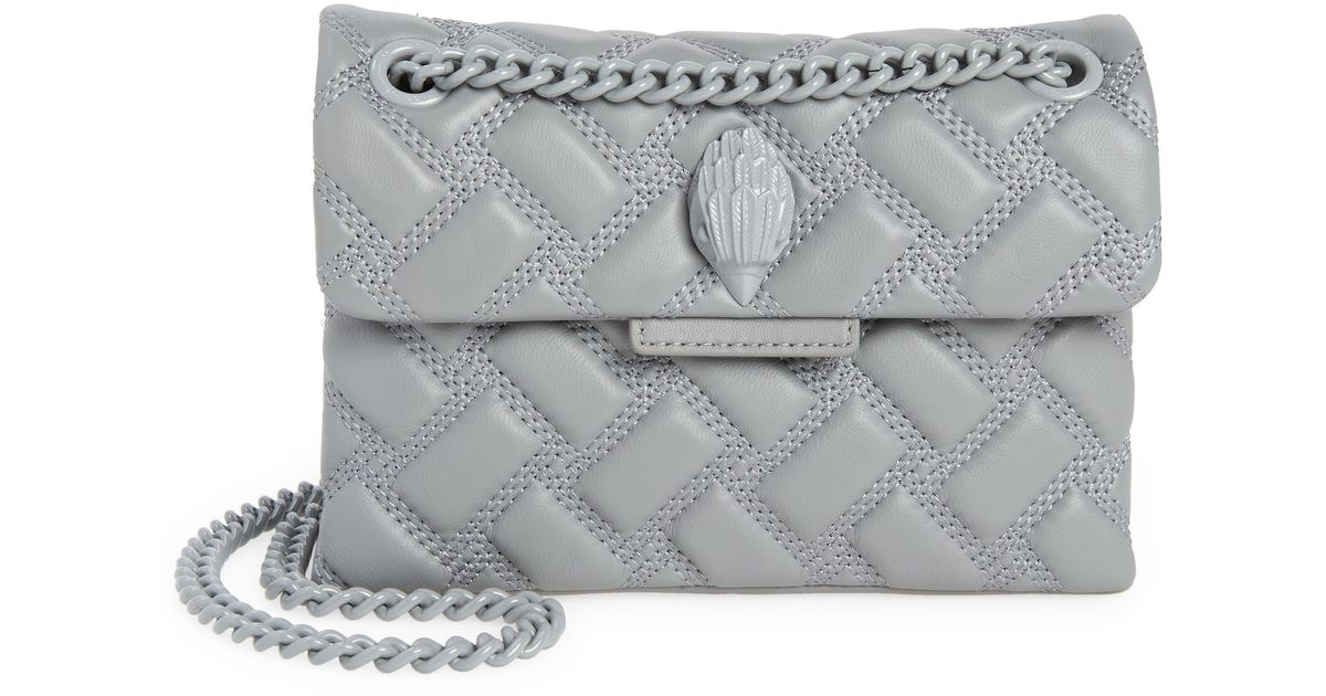 Kurt Geiger Mini Kensington Drench Leather Crossbody Bag In Grey At