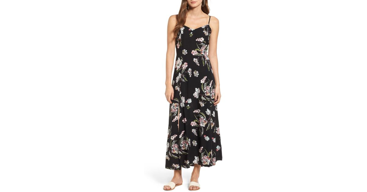 Love, Fire Floral Maxi Dress in Black 