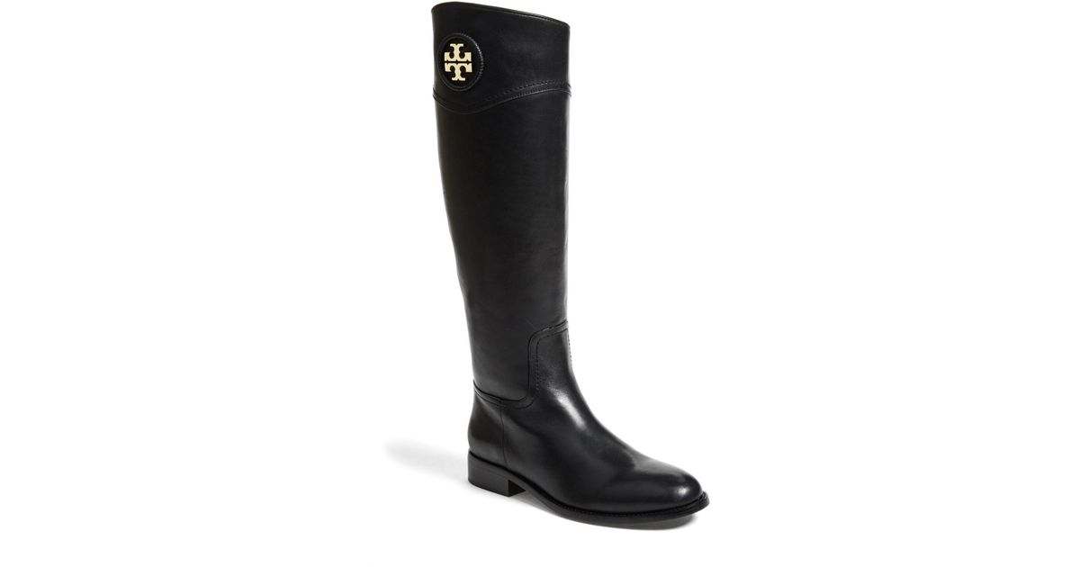 Tory Burch Leather 'ashlynn' Wide Calf Riding Boot in Black Leather ...