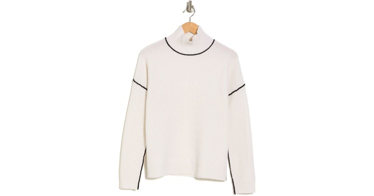 Magaschoni Mock Neck Cashmere Sweater in White | Lyst
