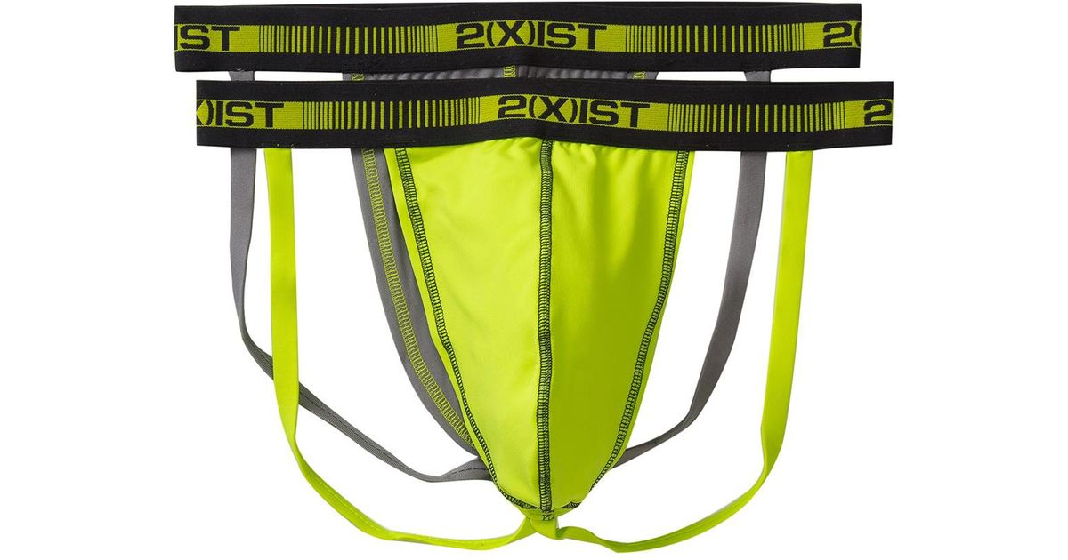 2xist Synthetic Performance Stretch Jock Strap Pack Of 2 in Green for