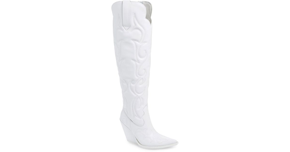 Jeffrey Campbell Leather Amigos Over The Knee Boot in White | Lyst