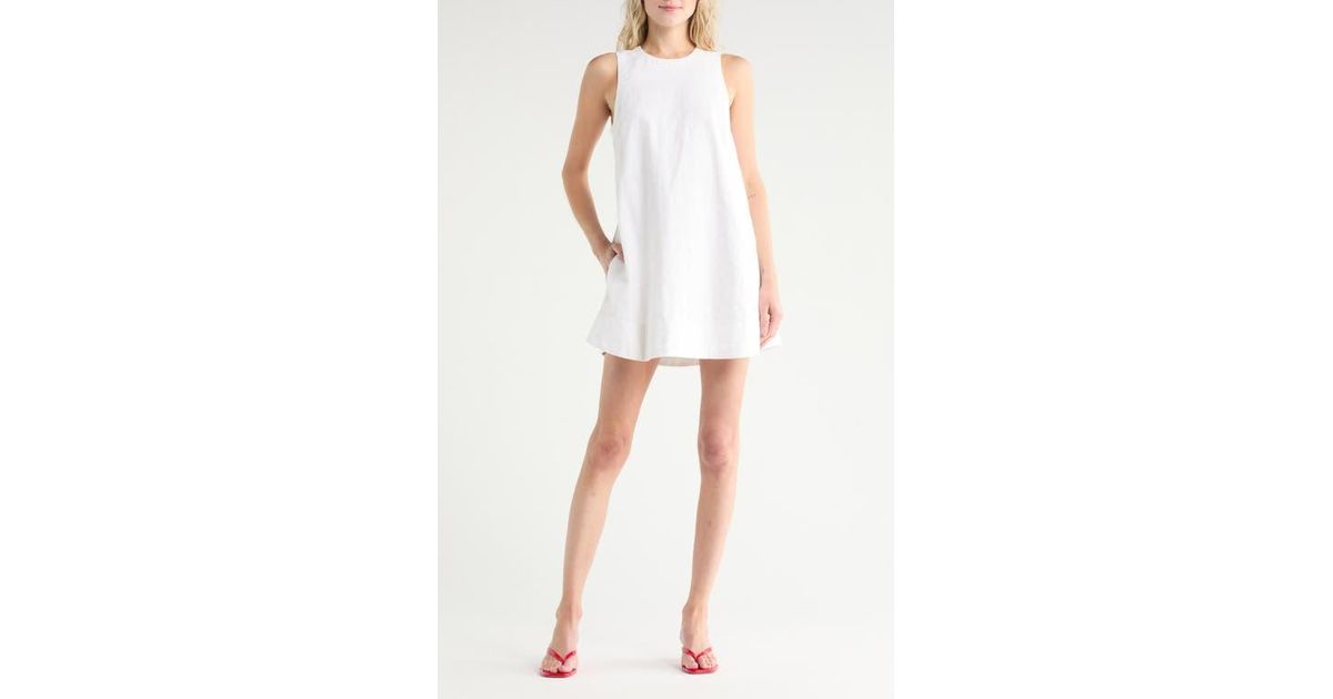 Rag & Bone Rosalind Sleeveless Cotton & Linen Trapeze Dress in White | Lyst