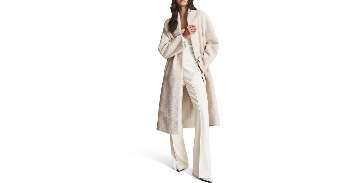 Reiss Fur Odette Genuine Shearling Coat In Cream At Nordstrom Rack in ...