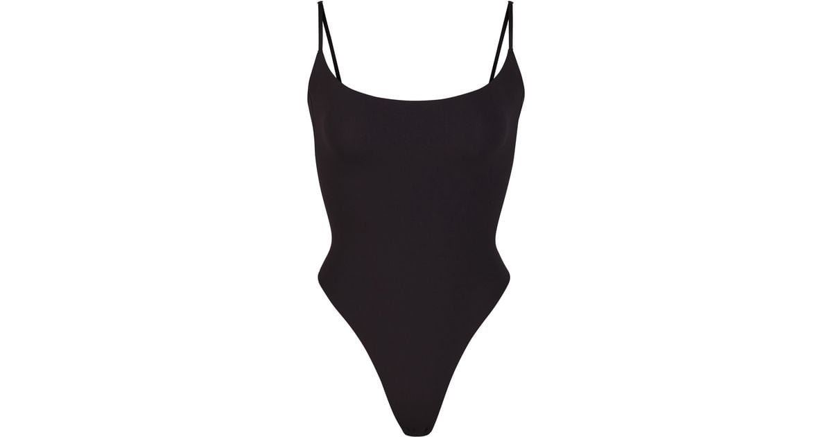 Skims Fits Everybody Cami Thong Bodysuit In Onyx At Nordstrom Rack in ...