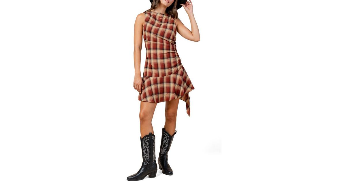 Beivy Plaid Asymmetric Dress | Lyst
