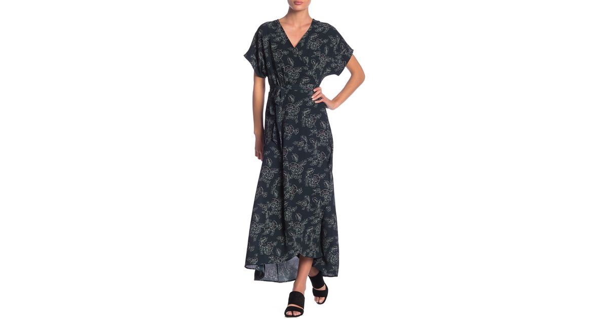 bobeau printed wrap maxi dress