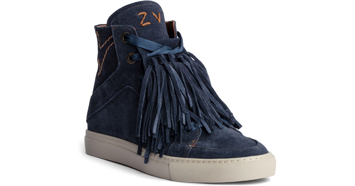 Zadig & Voltaire High Flash Suede Denim High Top Sneaker in Blue Lyst