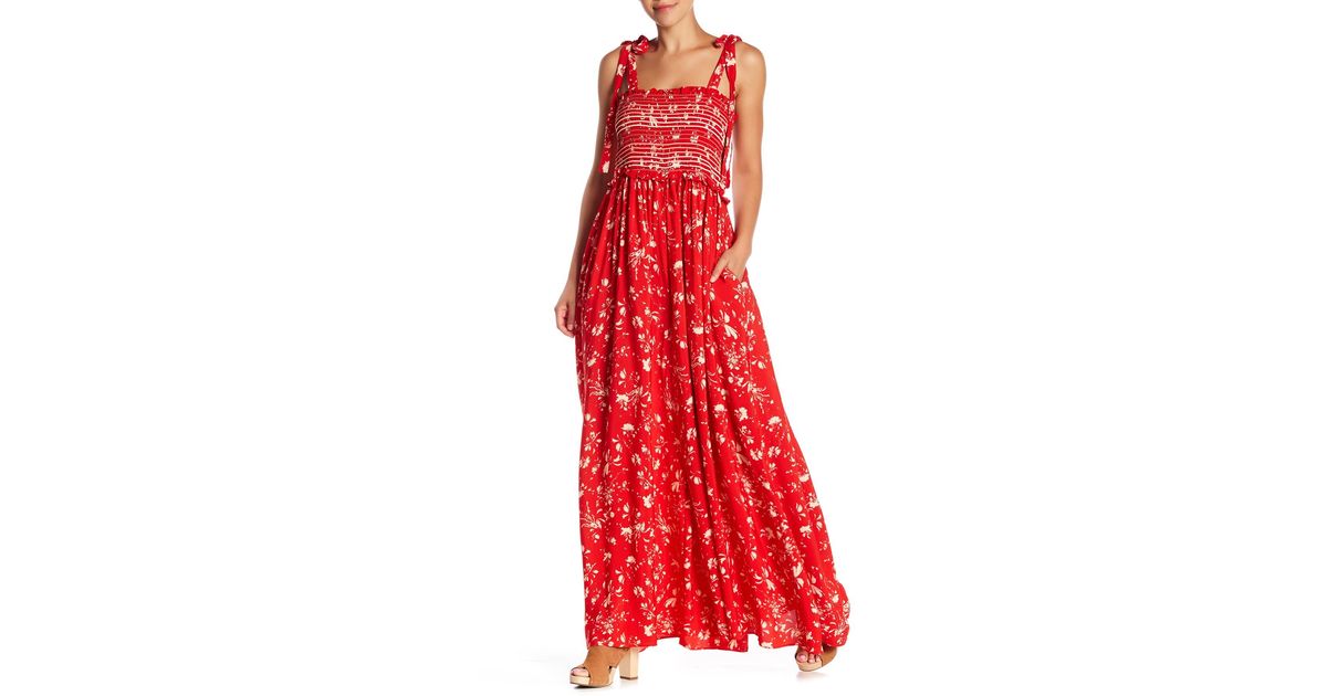 Free People Synthetic Color My World Floral Jumpsuit In Red Lyst