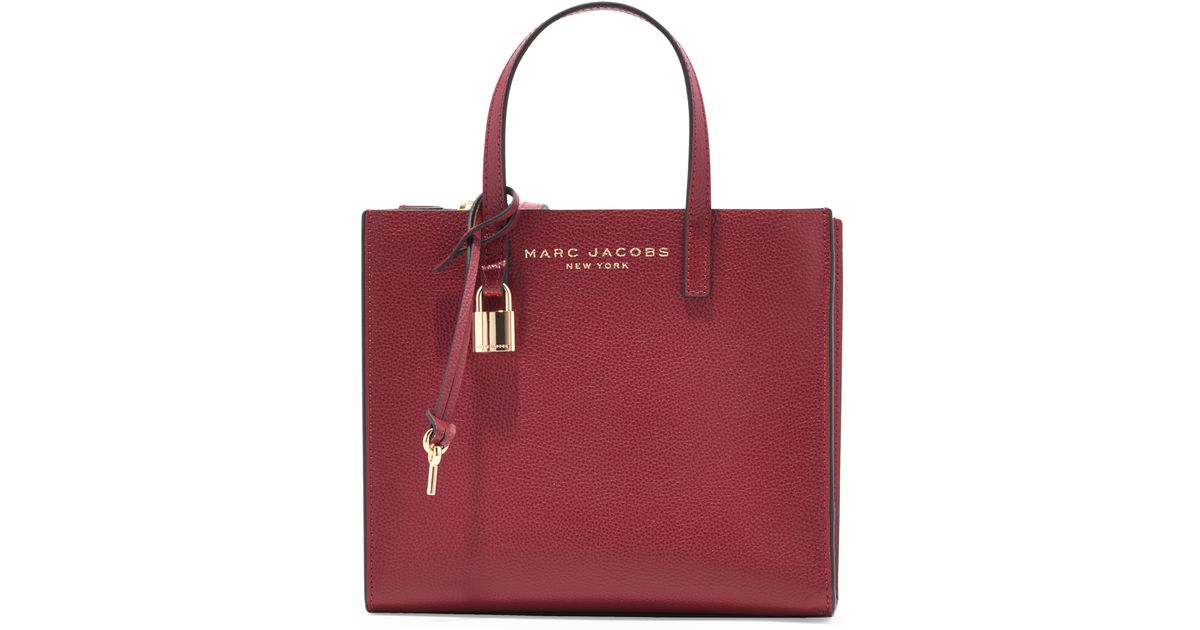 Marc Jacobs Mini Grind Coated Leather Tote in Red | Lyst