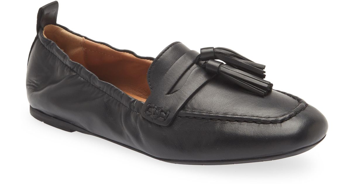 Aquatalia Journee Tassel Loafer In Black Leather At Nordstrom Rack