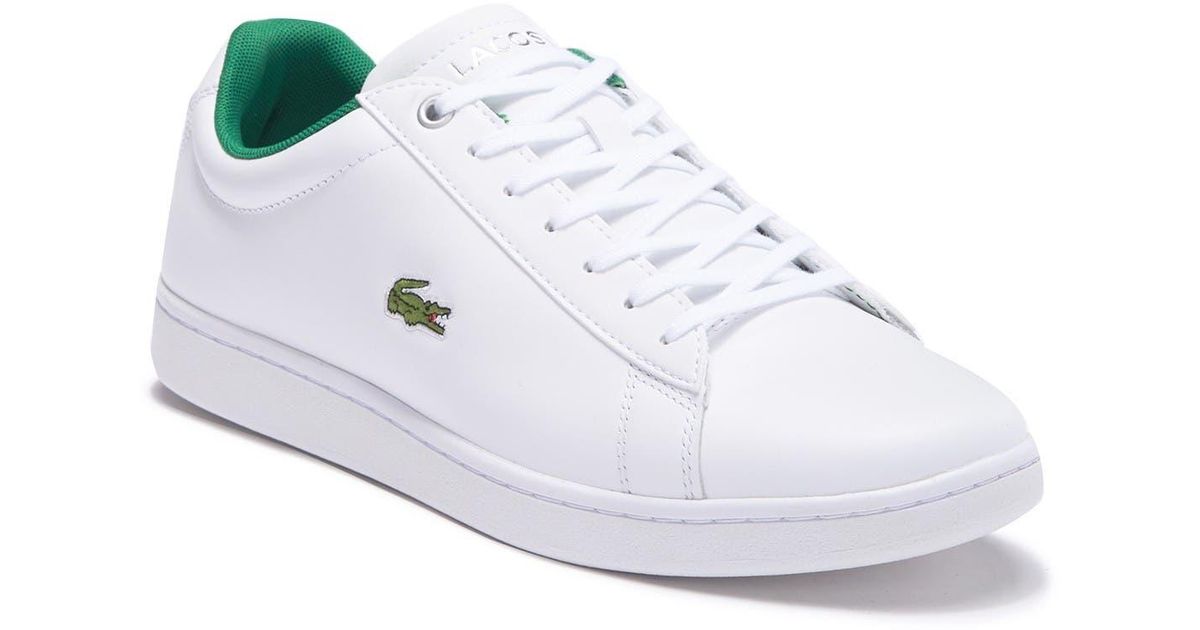 Lacoste Hydez Leather Sneaker In Dnu/082 White/green At Nordstrom Rack