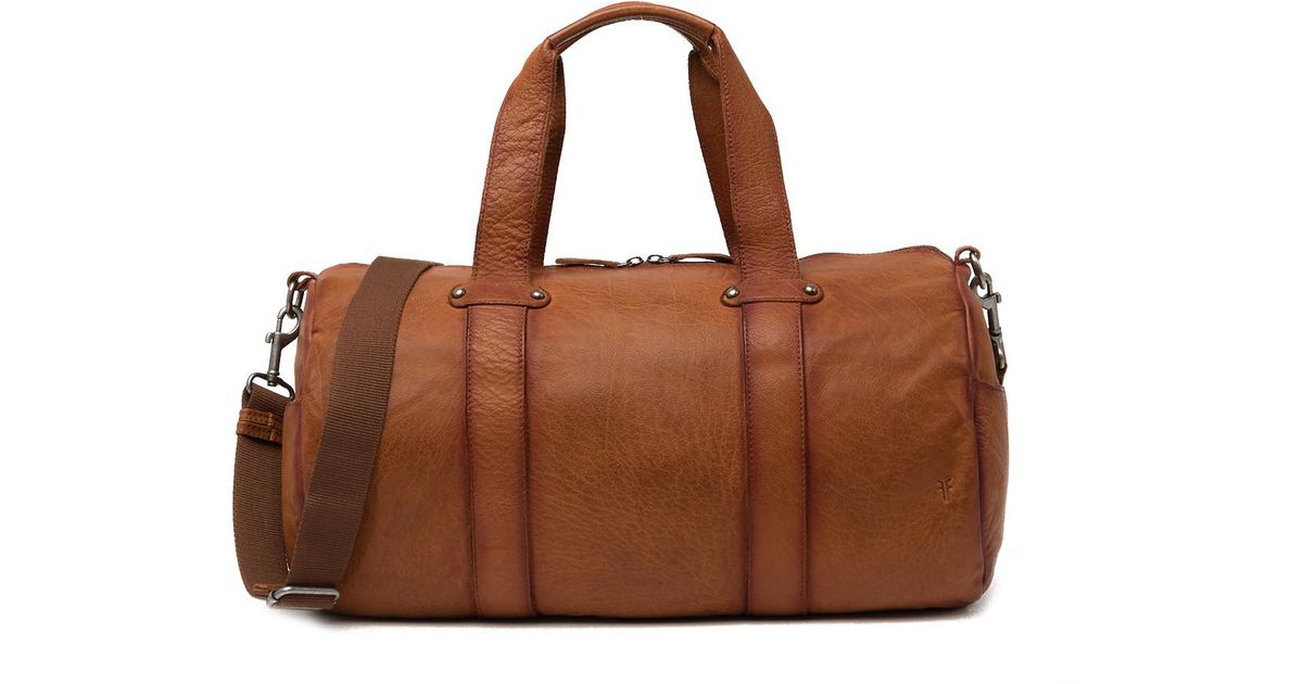 frye washed leather duffle bag
