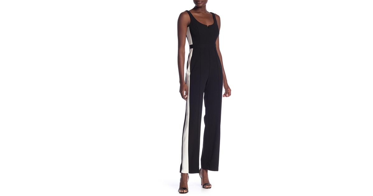donna morgan jumpsuit with side stripe