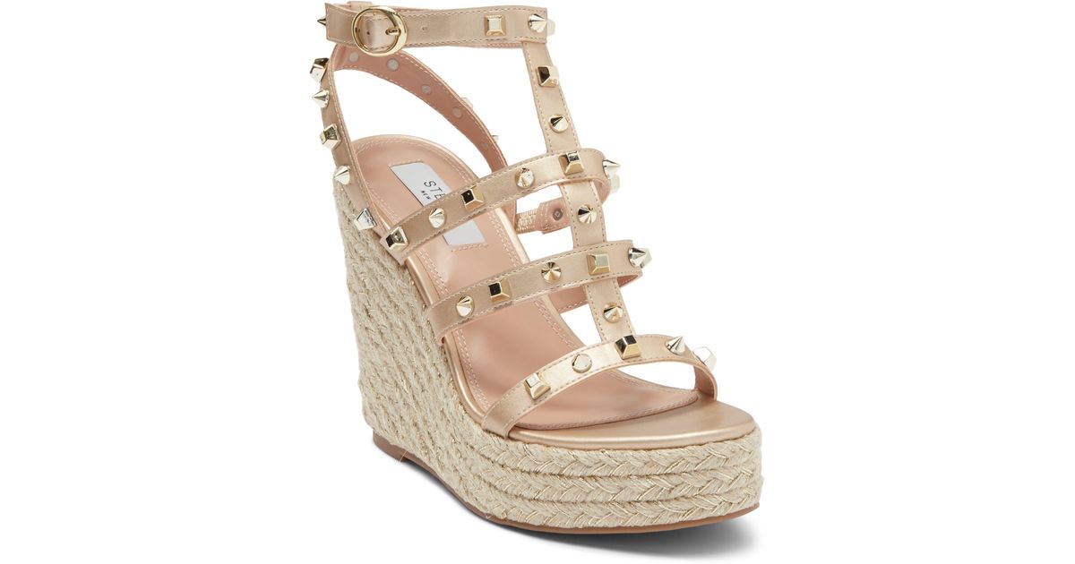 Steve Madden Scout Cage Studded Espadrille Wedge Sandal In Gold Multi At  Nordstrom Rack in Metallic | Lyst