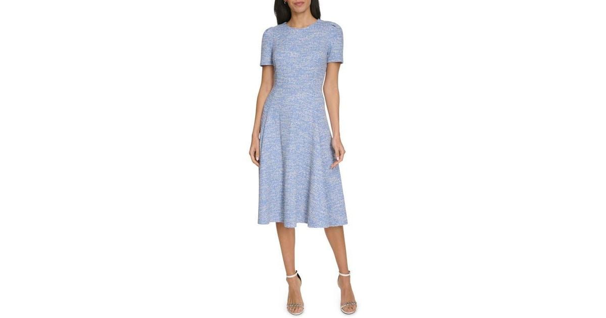calvin klein short sleeve fit & flare midi dress Calvin Klein Women's Printed Crew Neck Midi Dress
