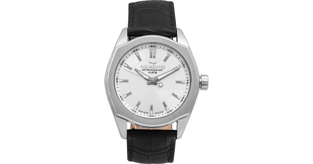 Aquaswiss Swiss Ronda Leather Strap Wristwatch in Metallic Lyst