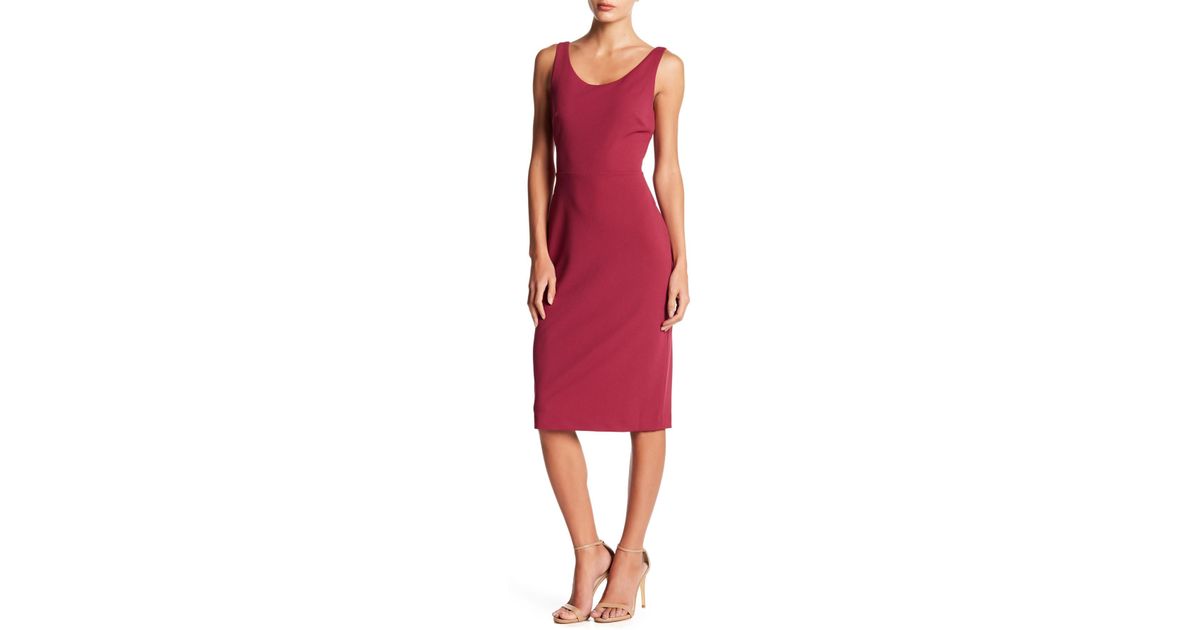 betsey johnson crepe scoop neck midi dress