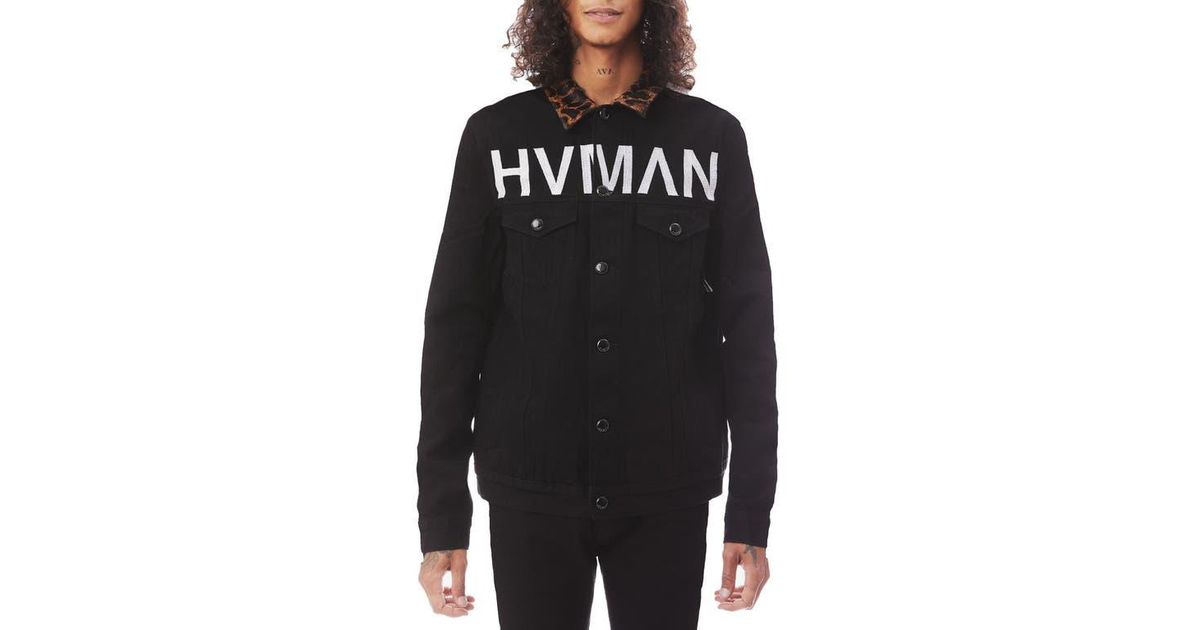 HVMAN Mk1 Stripe Denim Trucker Jacket in Black for Men | Lyst