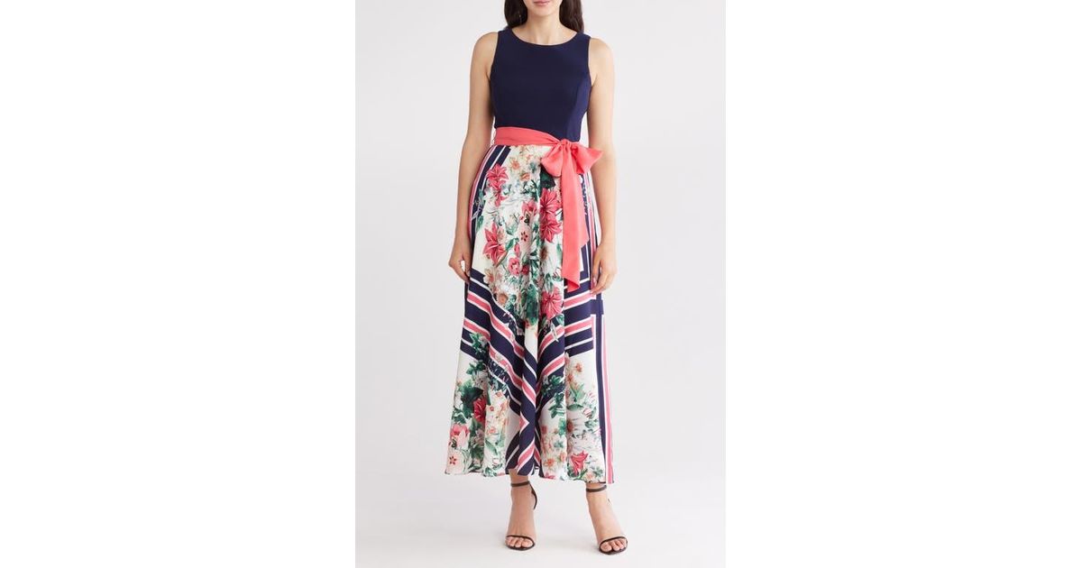 Eliza J Scarf Print Maxi Dress ELIZA J Halter Neck Scarf Print Maxi Dress  W/ Size
