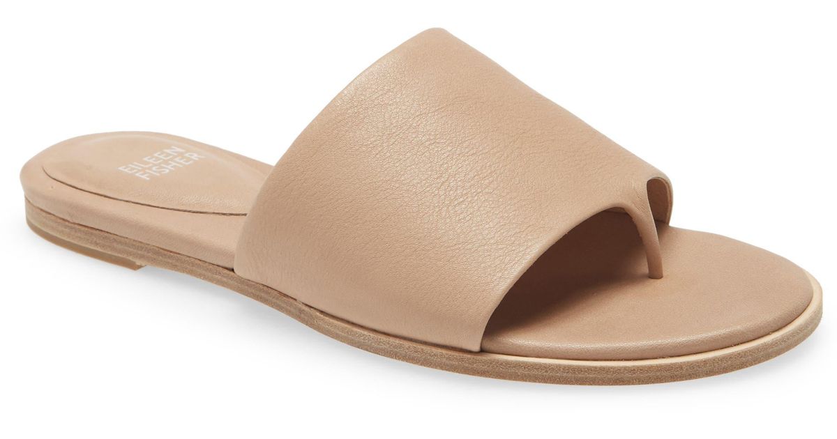 Eileen Fisher Edge Leather Slide Sandal - Lyst