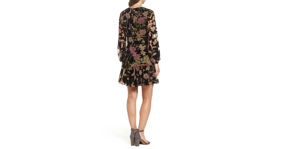 eliza j print velvet shift dress
