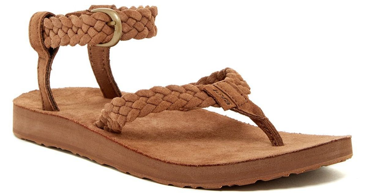 Teva Original Suede Braid Thong Sandal in Brown | Lyst