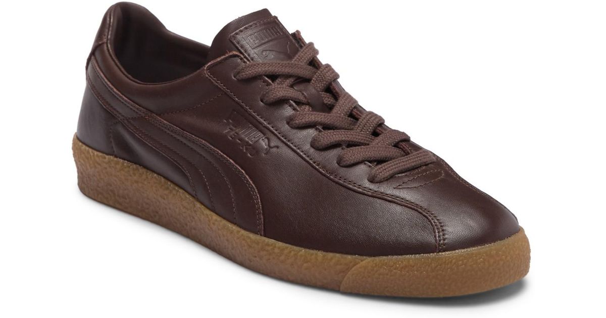 brown leather puma sneakers