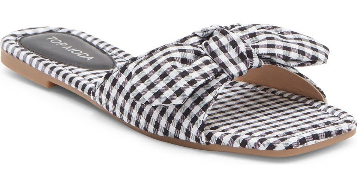 Ross Moda Slides Top Moda Penny Gingham Bow Slide Sandal in Metallic | Lyst