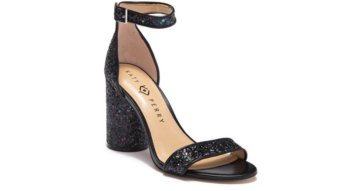 Katy Perry The Clara Chunky Glitter Block Heel Sandal in Black | Lyst