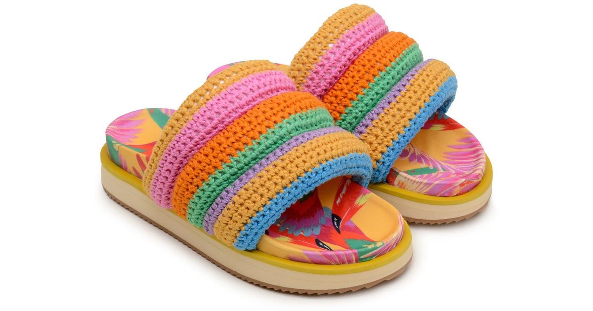 FARM Rio Stripe Crochet Platform Slide In Colorful Toucans At Nordstrom