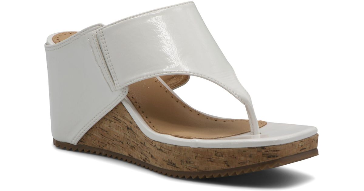 Adrienne Vittadini Chee Platform Wedge Thong Sandal in White Lyst