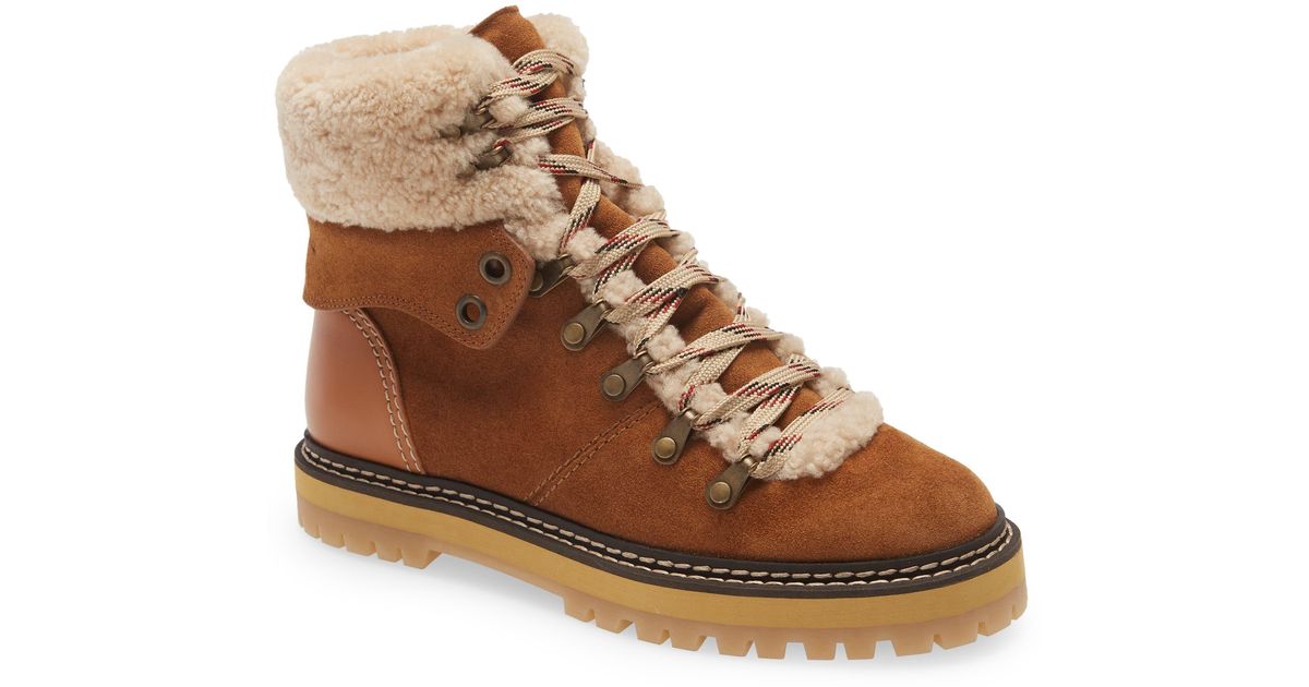 See By Chloé Eileen Genuine Shearling Winter Boot In Tan At Nordstrom ...