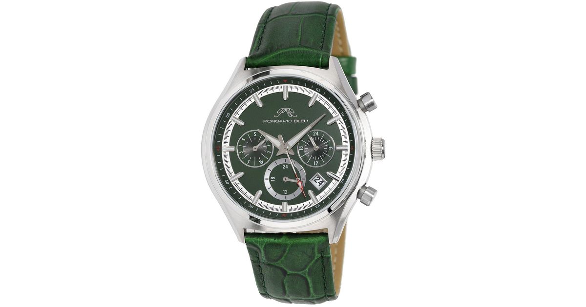 Porsamo Bleu Dylan Miyota Quartz Croc Embossed Leather Strap Watch in