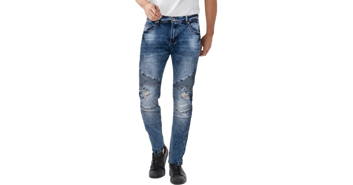 Xray Jeans Raw X Distressed Moto Slim Jeans in Blue for Men | Lyst