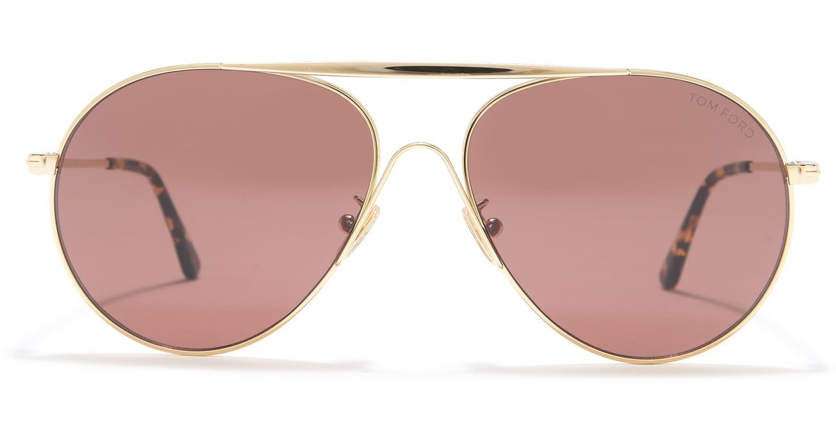 Tom Ford Smith 61mm Aviator Sunglasses In Shiny Deep Gold /brown At ...