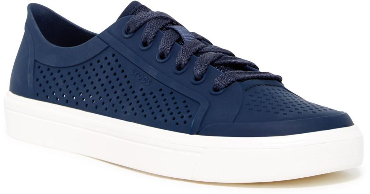 Crocs™ Perforated Lace-up Sneaker in Navy (Blue) | Lyst
