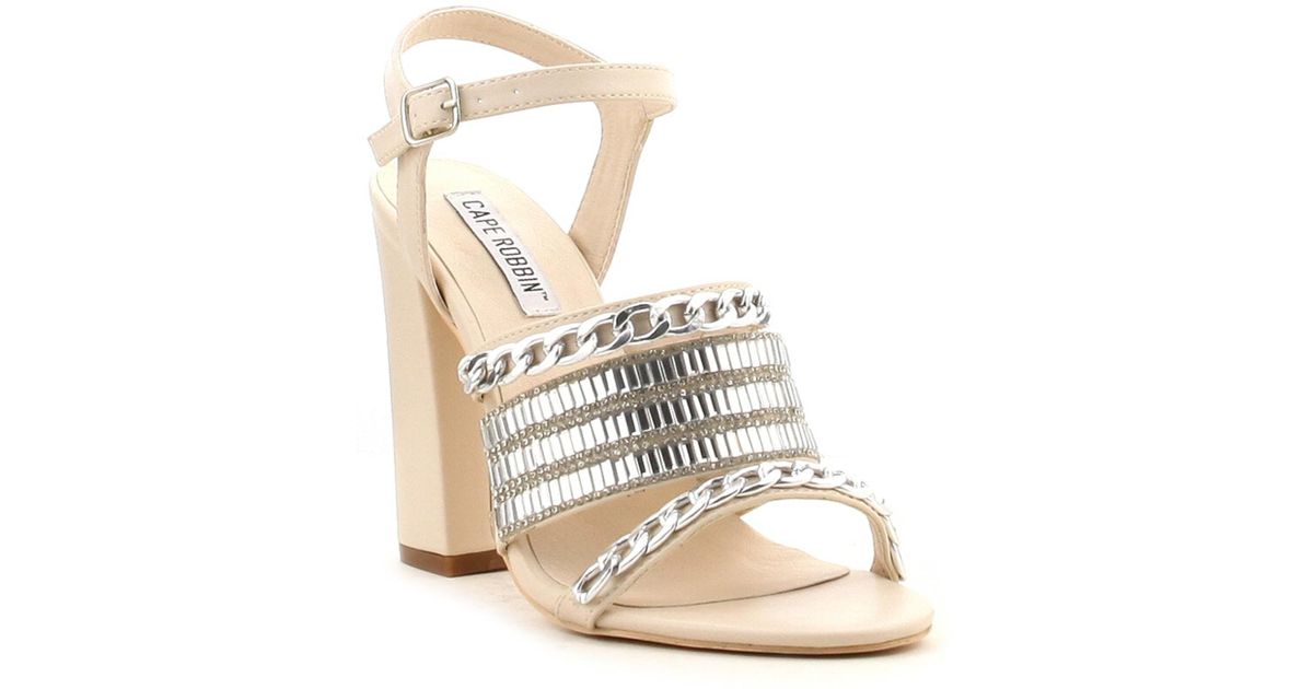 CAPE ROBBIN Ekko Crushed Velvet Twoe Piece Chunky Heel Retro Jeweled Ankle