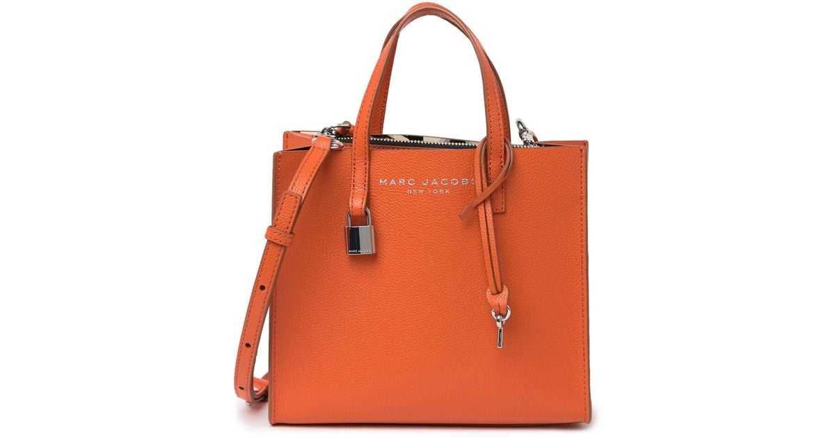 Marc Jacobs Mini Grind Coated Leather Tote in Orange | Lyst