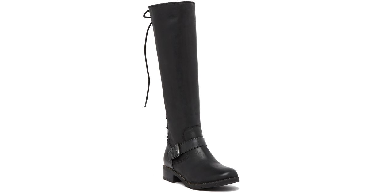 Söfft Kristie Leather Lace Up Tall Boot in Black - Lyst