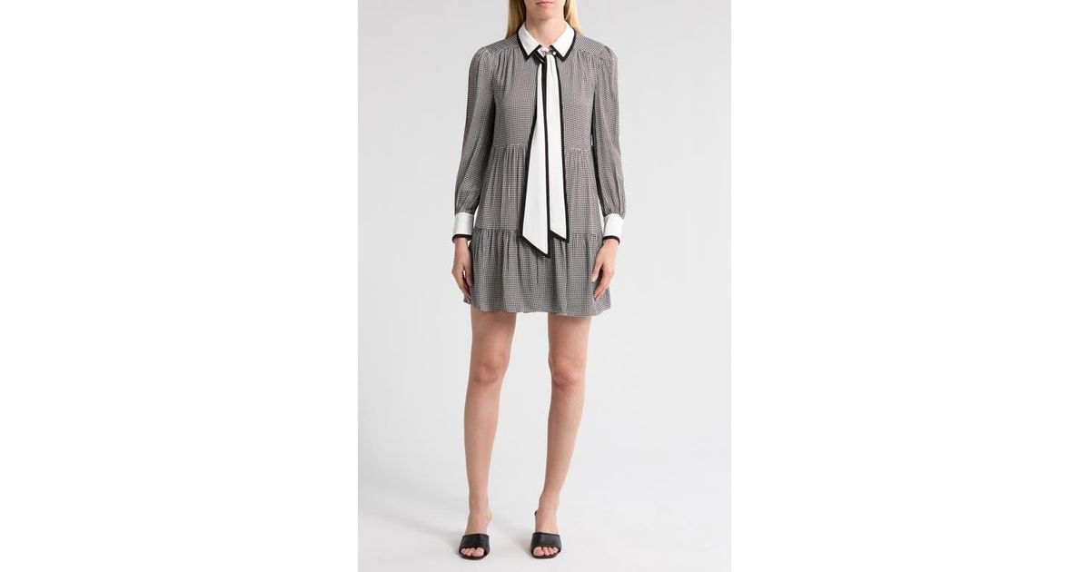 Alice+Olivia■Carol Tie Neck Mini Dress■ドレス 0400021790941_MINIHOUNDSTOOTHO