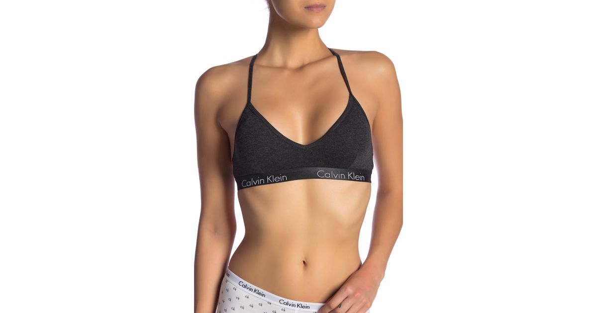 Calvin Klein V-neck Racerback Bralette In Charcoal Heathe At Nordstrom Rack  | Lyst