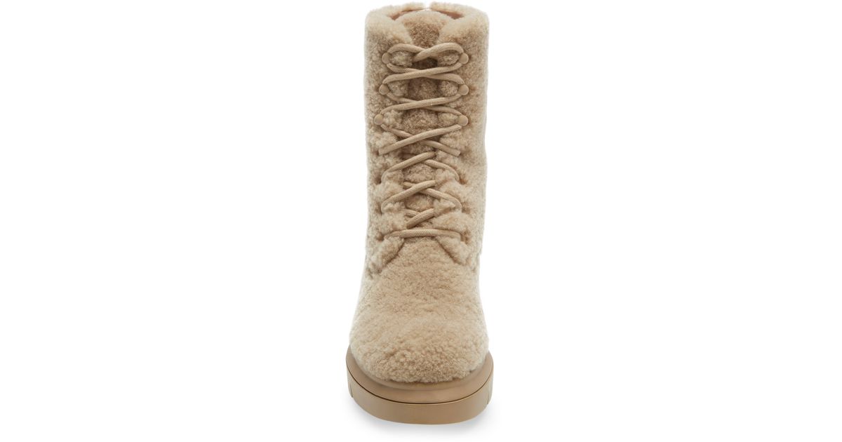 Stuart Weitzman Rubber Nisha Chill Genuine Shearling Combat Boot In Museline Shearling At