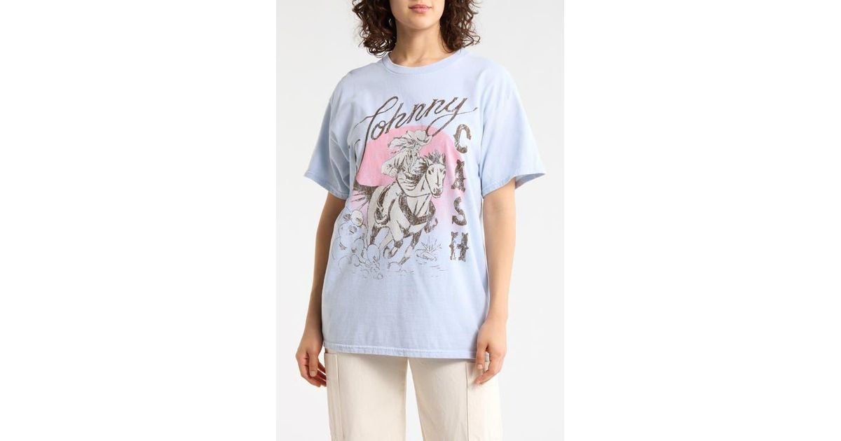 Merch Traffic Johnny Cash Cowboy Graphic T-Shirt in White | Lyst