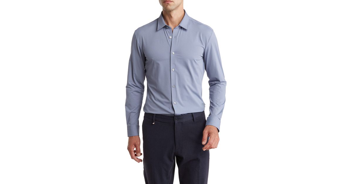 BOSS by HUGO BOSS Roan Long Sleeve Slim Fit Stretch Buttonup Shirt in